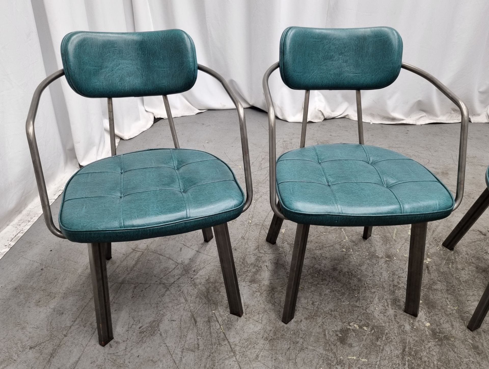 4x Industrial green leather restaurant chairs - L 550 x W 600 x H 80cm - Image 2 of 13