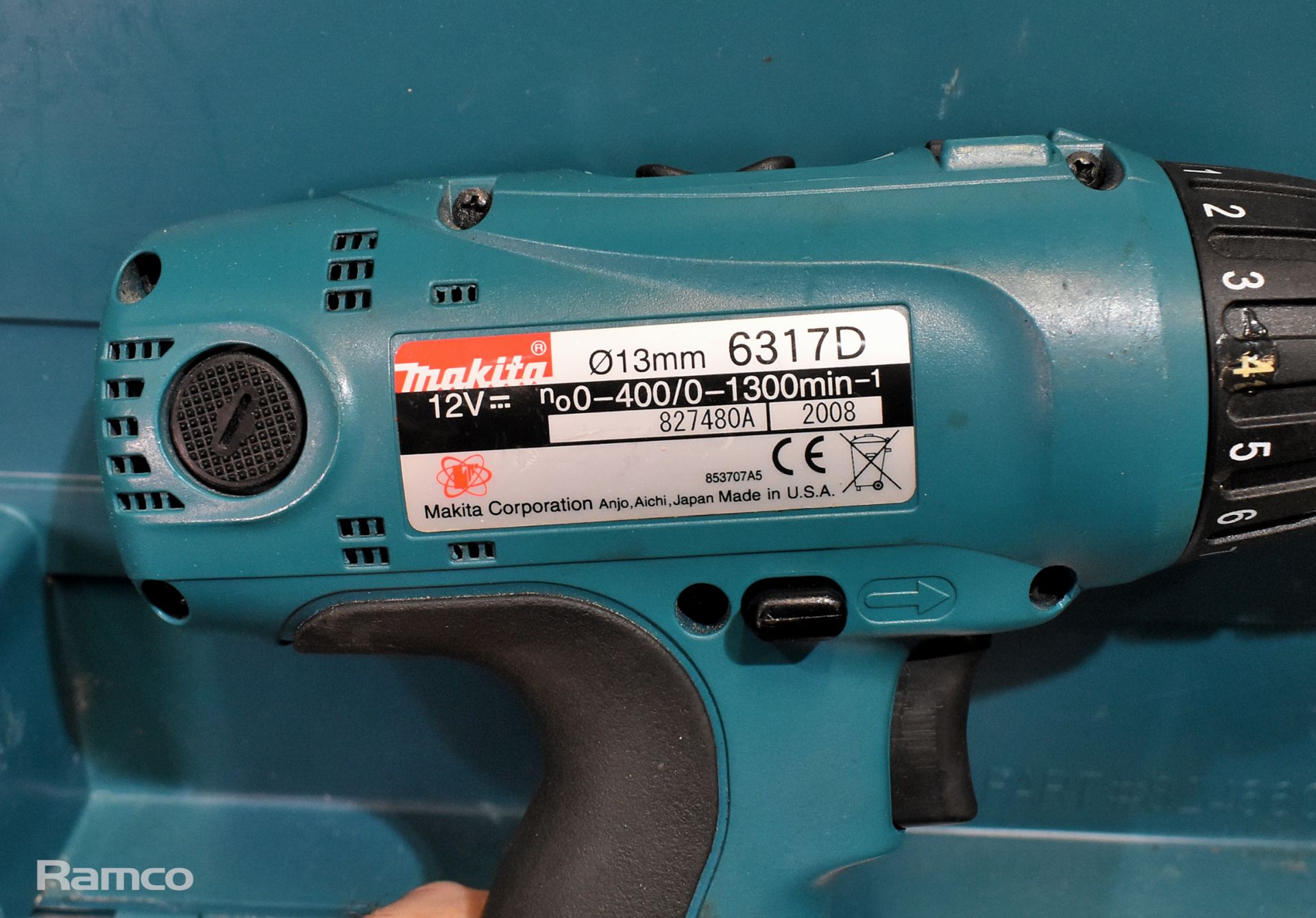 Makita 6317D cordless drill - DC1414F charger - 2 x 12V batteries - case - Image 4 of 6
