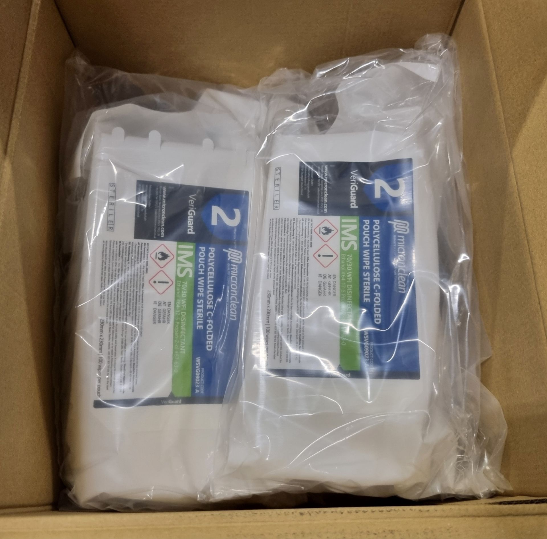 36x boxes of Micronclean Veriguard Polycellulose C-folded pouch wipe sterile - 230mm x 230mm - Image 4 of 4