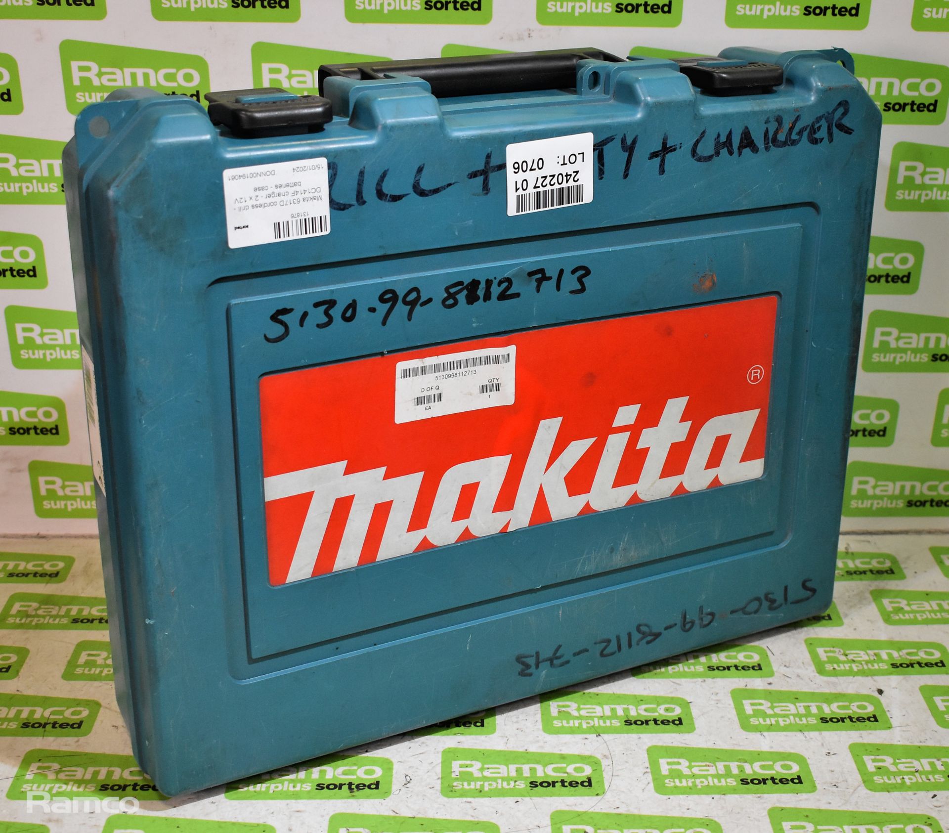 Makita 6317D cordless drill - DC1414F charger - 2 x 12V batteries - case - Image 6 of 6