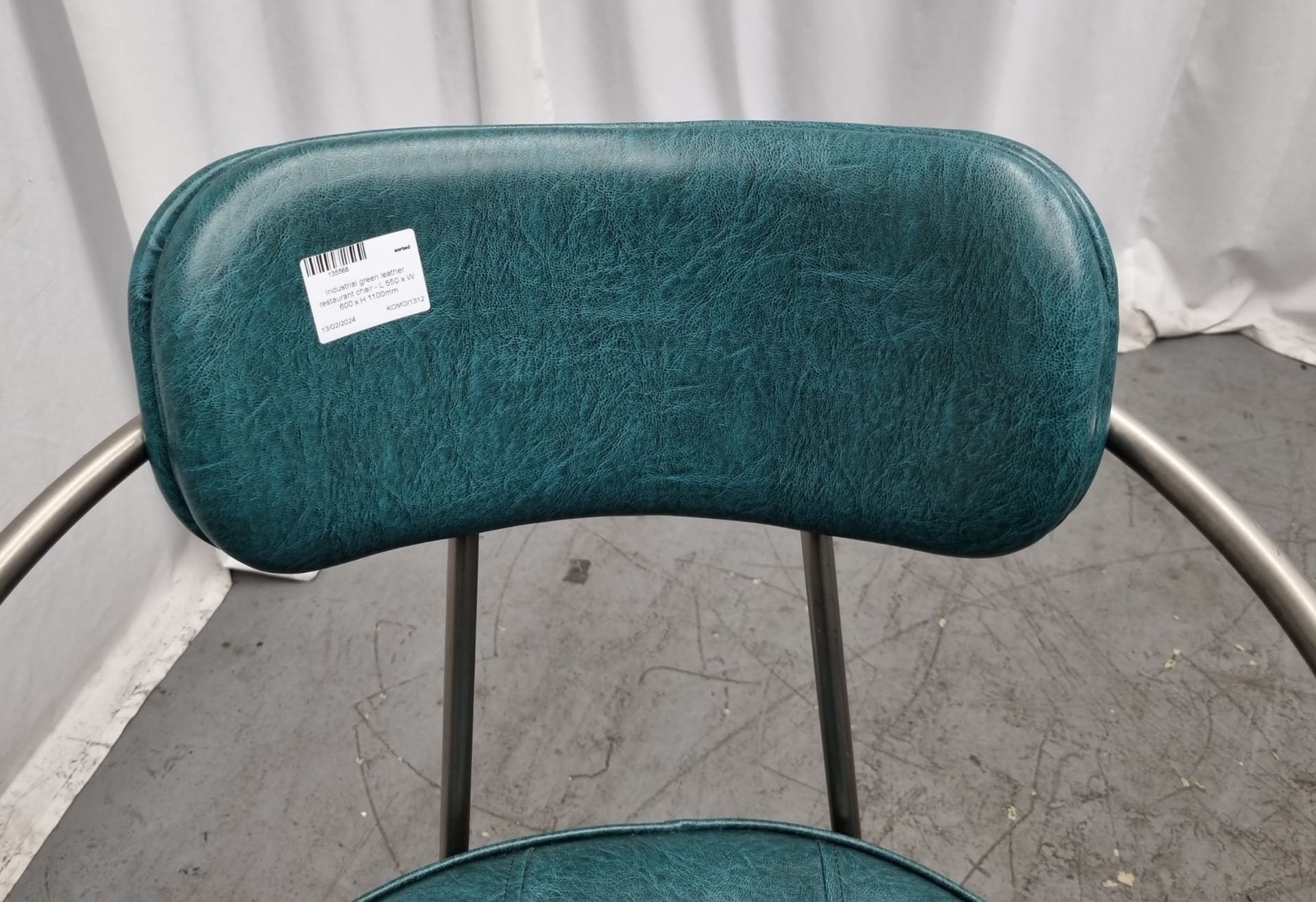 3x Industrial green leather restaurant chairs - L 550 x W 600 x H 1100mm - Bild 10 aus 15