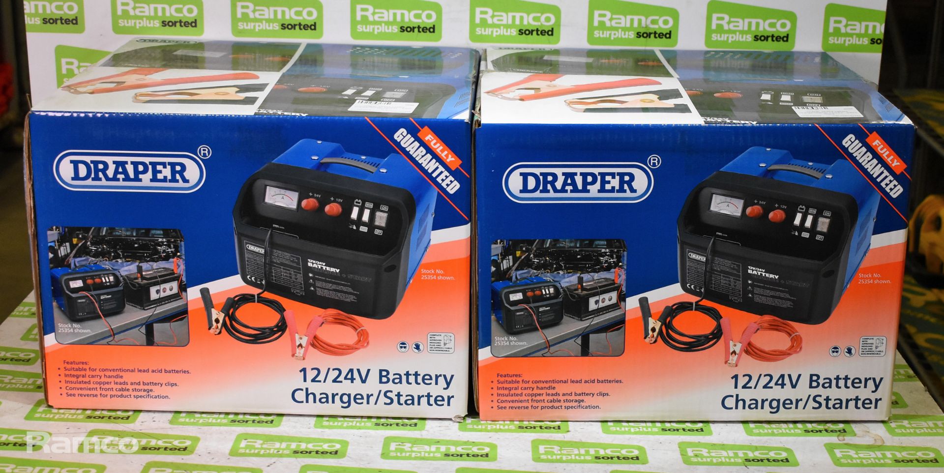 2x Draper 25354 battery charger / starters 12 / 24V - 240V input - Image 2 of 2
