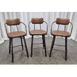 3x Industrial brown leather restaurant chairs - L 550 x W 600 x H 1100mm