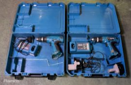 Makita 6317D cordless drill - DC1414F charger - 2 x 12V batteries - case, Makita 6317D drill