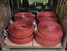 8x Angus Duraline 70mm lay flat hoses with couplings - approx 23m in length