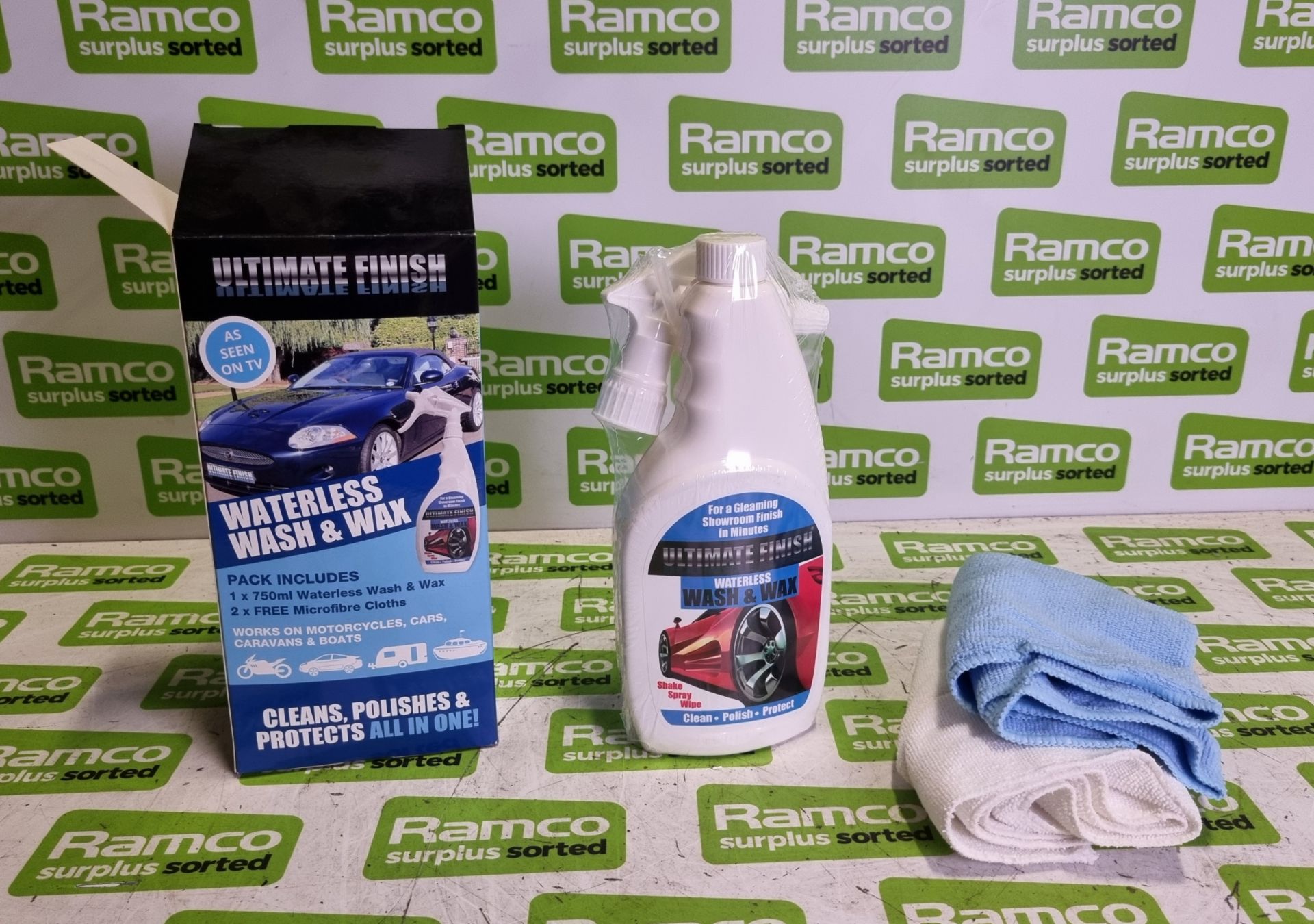 100x Ultimate Finish waterless wash & wax kits (750ml bottle and 2x microfibre cloths per pack) - Image 5 of 7