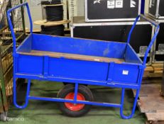 Blue general hand cart trolley - W 1420 x D 840 x H 1100mm
