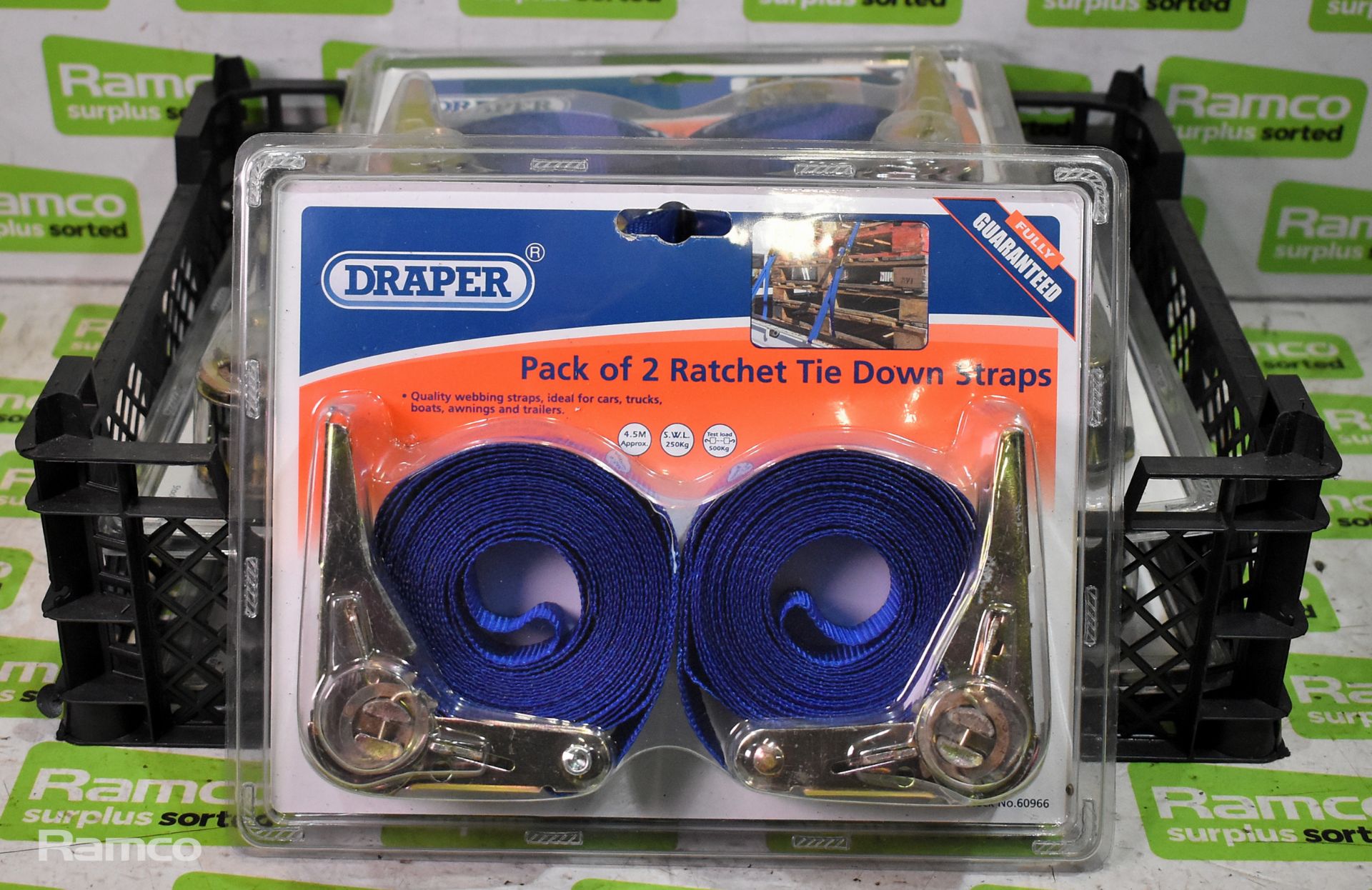 2x 16 piece stubby spanner sets, 6x twin pack 4.5m ratchet tie downs, 4x Green Jem ratchet straps - Image 4 of 9