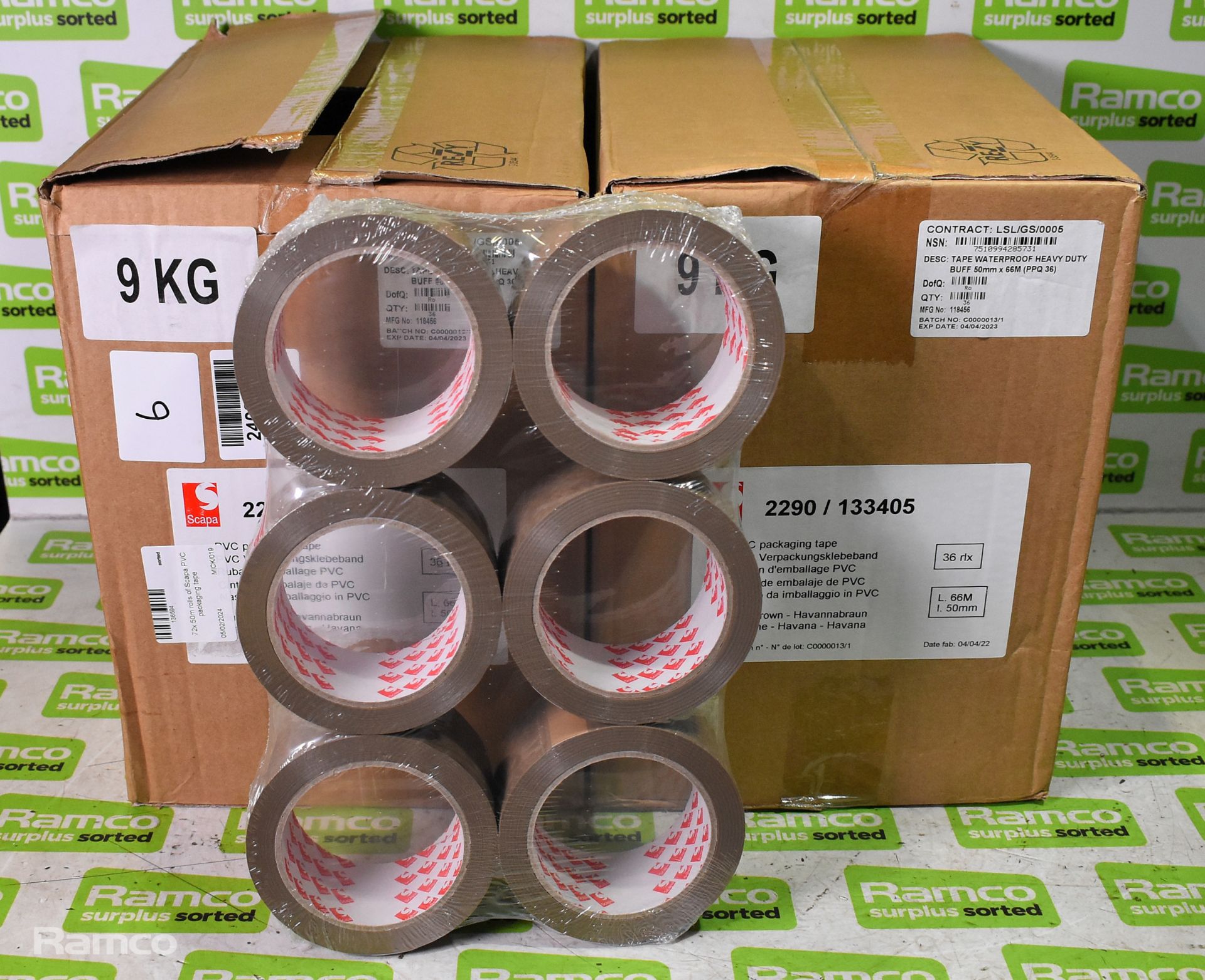 2 boxes of Scapa PVC packaging tape - 50m - 36 per box