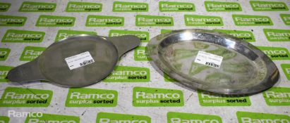 Oval plated dish - 10 1/2 inch & Steel oval plated dish - 6 inch