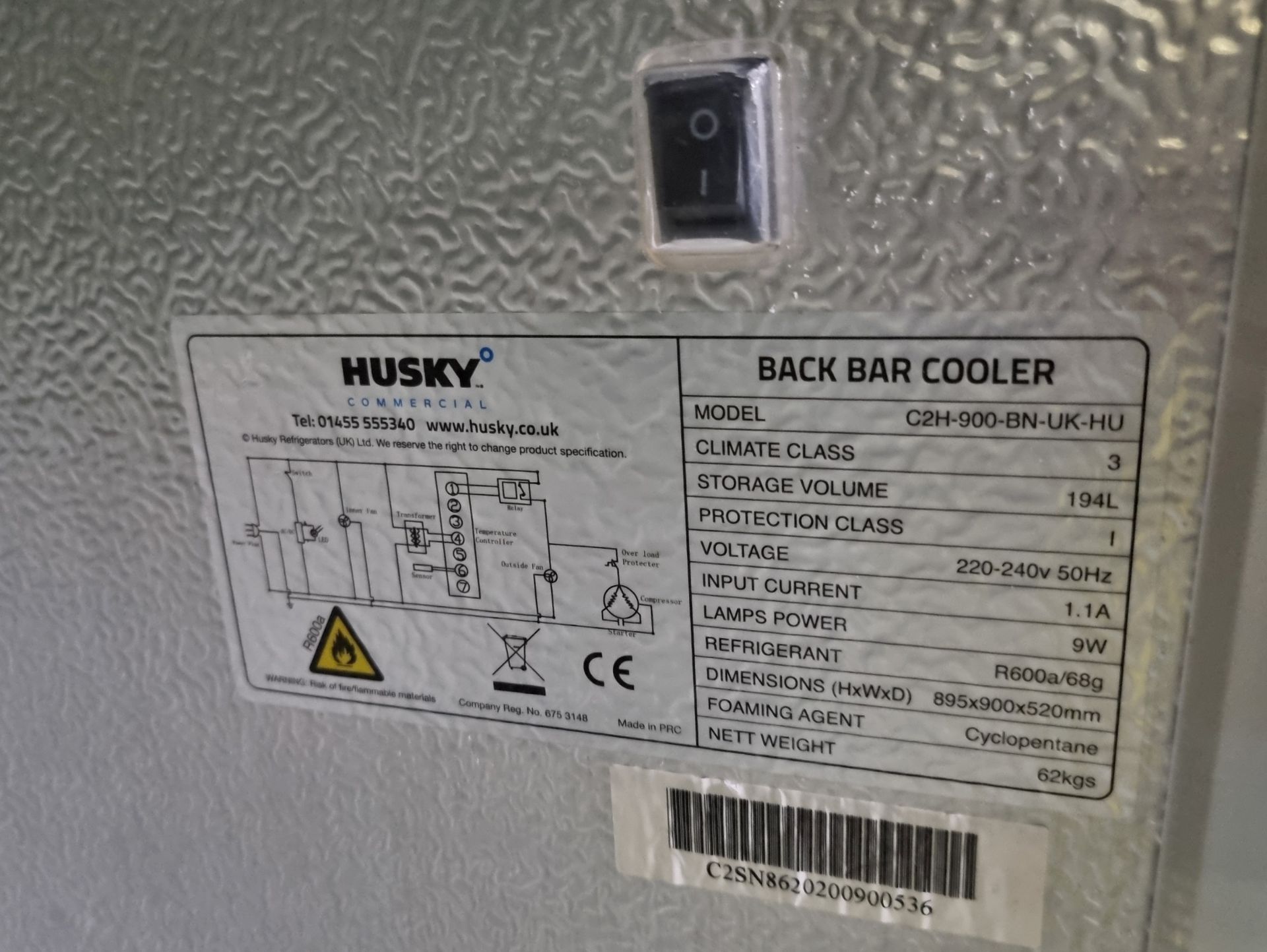 Husky C2H-900-BN-UK-HU double door bottle cooler - W 900 x D 520 x H 900mm - Image 4 of 4