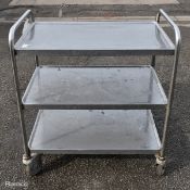 Stainless steel 3-tier mobile trolley - W 830 x D 500 x H 960mm