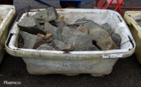 Decorative granite stones in plastic container - 430kg
