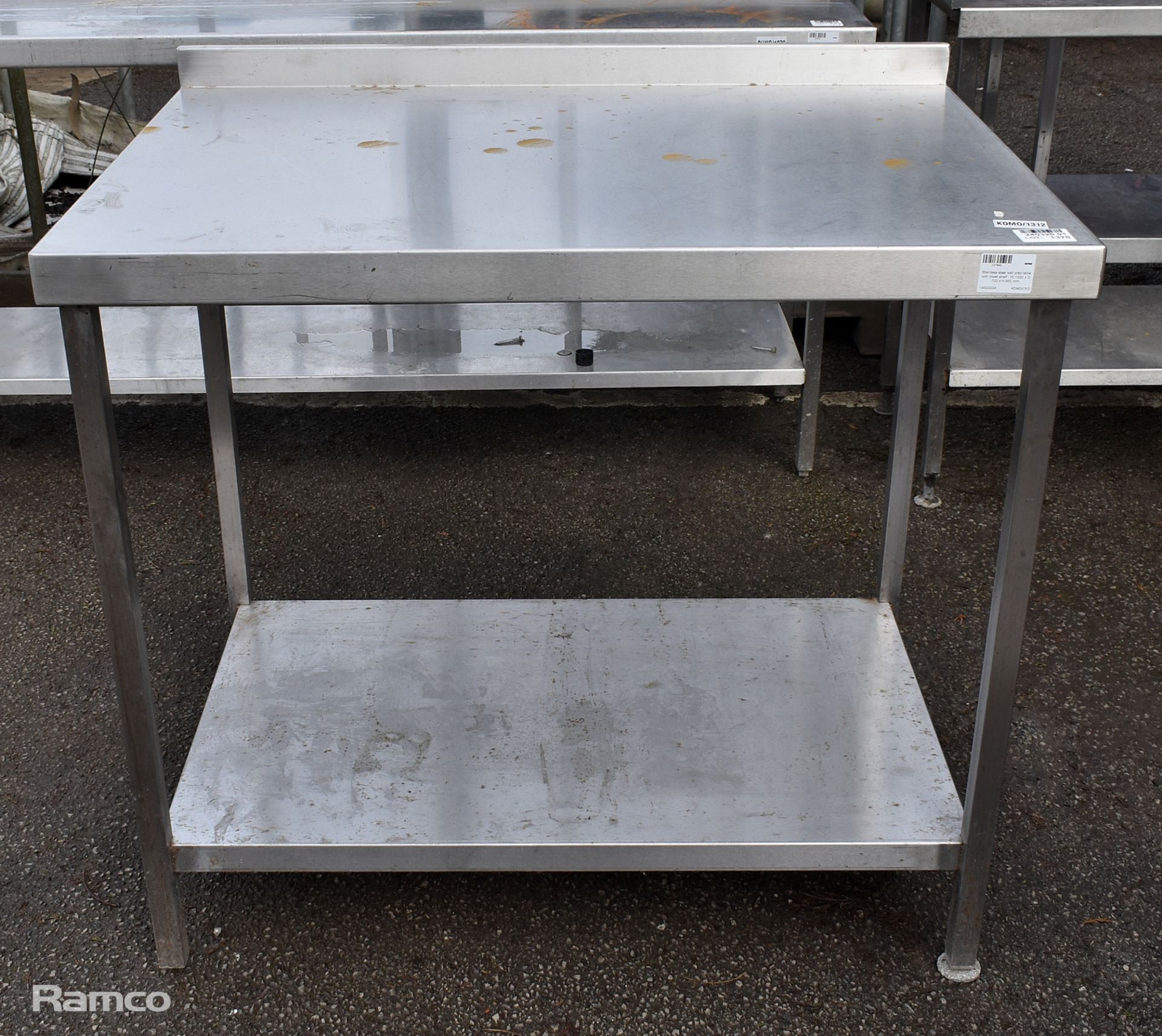 Stainless steel wall prep table with lower shelf - W 1000 x D 700 x H 950mm