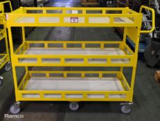 Yellow 3-tier general use trolley - W 1440 x D 550 x H 1150mm