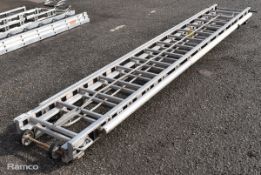 AS Fire & Rescue rope operated double extension 28 rung ladder - approx 23ft in length