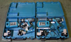 2x Makita 6317D cordless drills - DC1414T charger - 2x 12V batteries with case