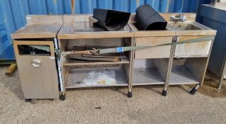 Stainless steel sink unit with counter top - L 2150 x W560 x H 940mm