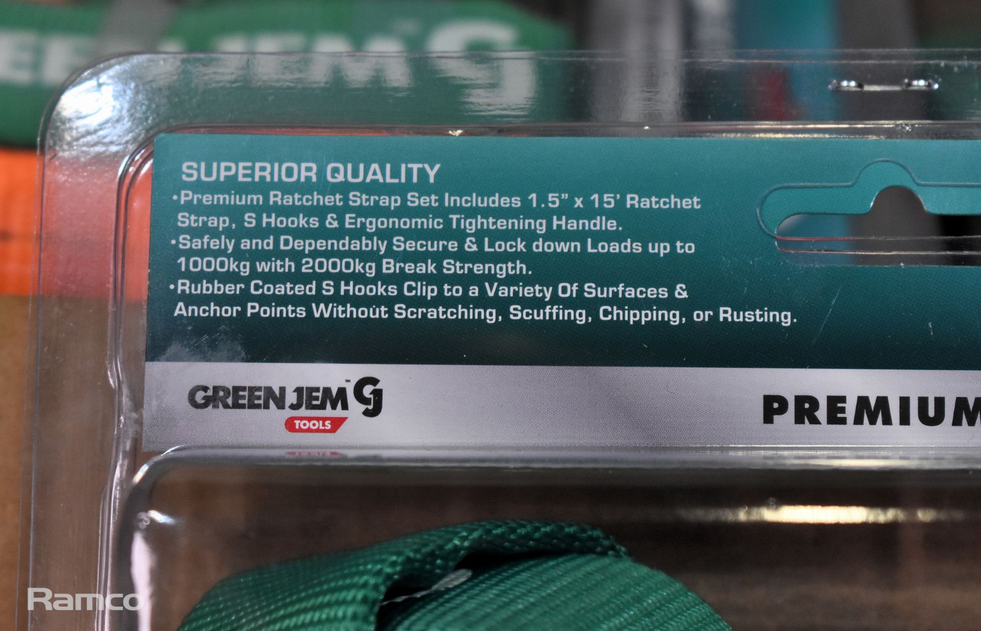 2x 16 piece stubby spanner sets, 6x twin pack 4.5m ratchet tie downs, 4x Green Jem ratchet straps - Image 8 of 9