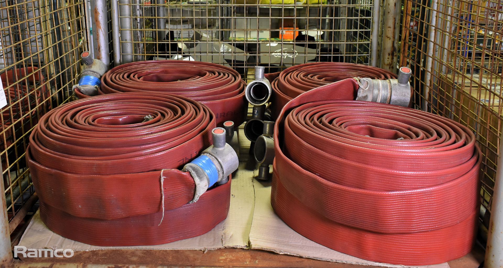 8x Angus Duraline 70mm lay flat hoses with couplings - approx 23m in length - Image 2 of 4