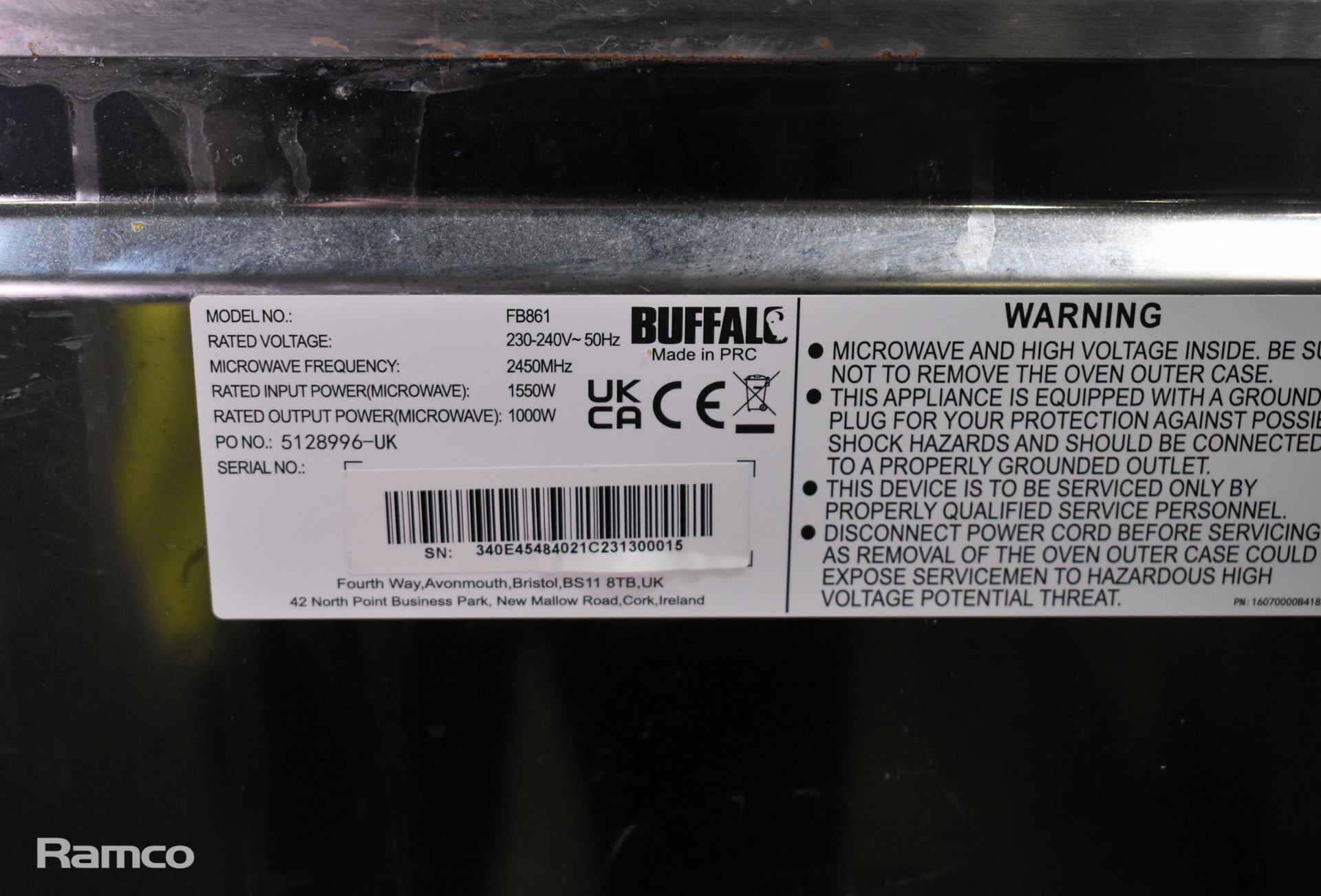 Buffalo FB861 stainless steel 1000W microwave - Image 6 of 6