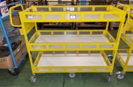 Yellow 3-tier general use trolley - W 1440 x D 550 x H 1150mm