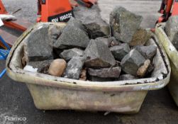 Decorative granite stones in plastic container - 650kg