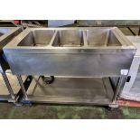 Stainless steel water heated bain-marie trolley - L 1160 x W 640 x H 920mm