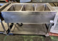 Stainless steel water heated bain-marie trolley - L 1160 x W 640 x H 920mm
