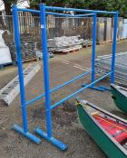 2x Blue metal screen curtain frames - W 2140 x D 610 x H 1820mm