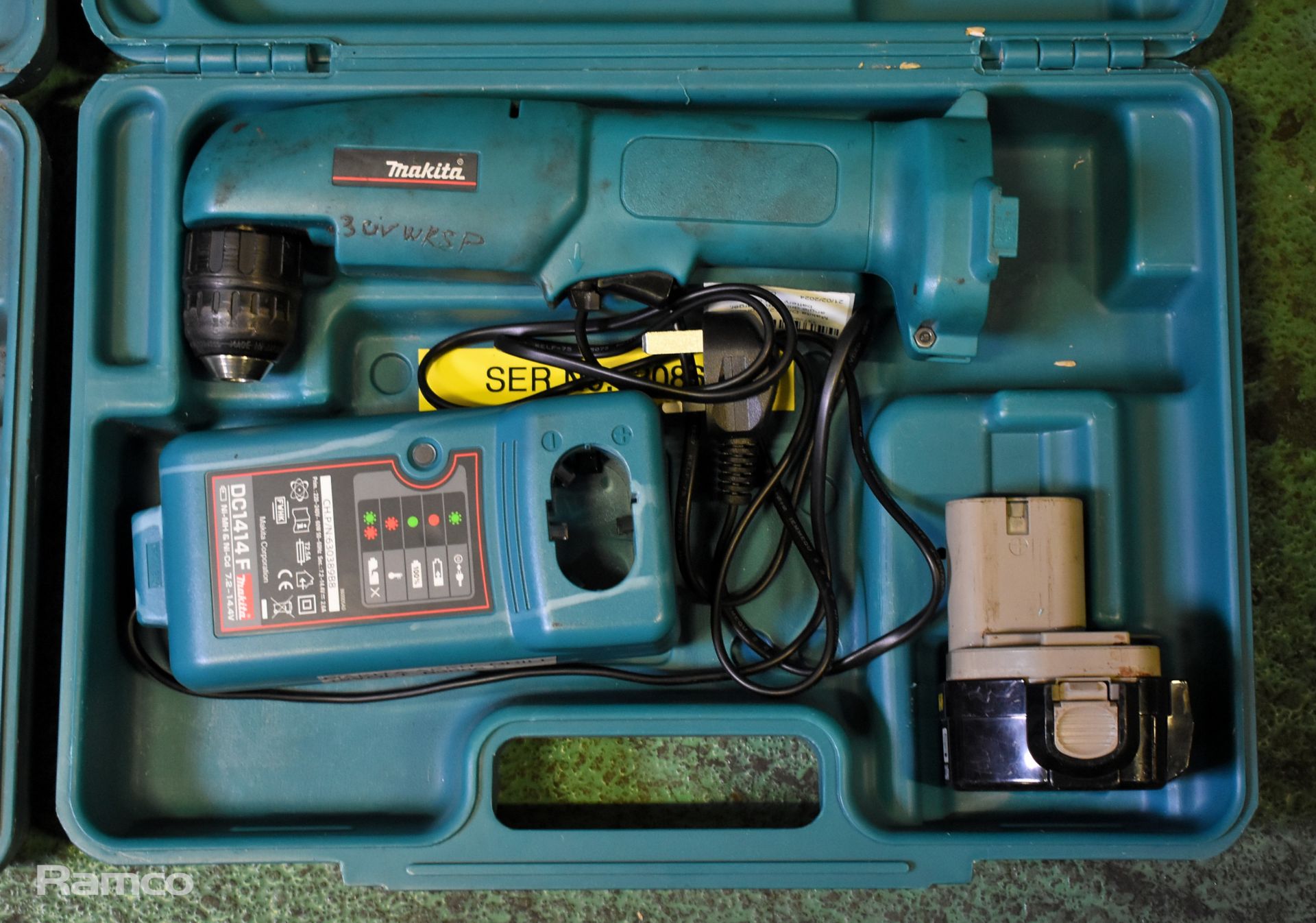 2x Makita DA312D cordless angle drill with charger, battery and case - Image 6 of 9