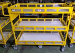 Yellow 3-tier general use trolley - W 1440 x D 550 x H 1150mm