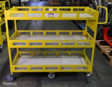 Yellow 3-tier general use trolley - W 1440 x D 550 x H 1150mm