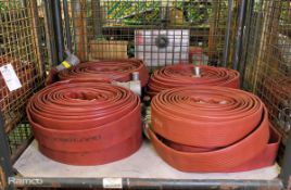 7x Angus Duraline 70mm lay flat hoses with couplings - approx 23m in length, Angloco lay flat hose