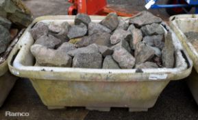 Decorative granite stones in plastic container - 460kg