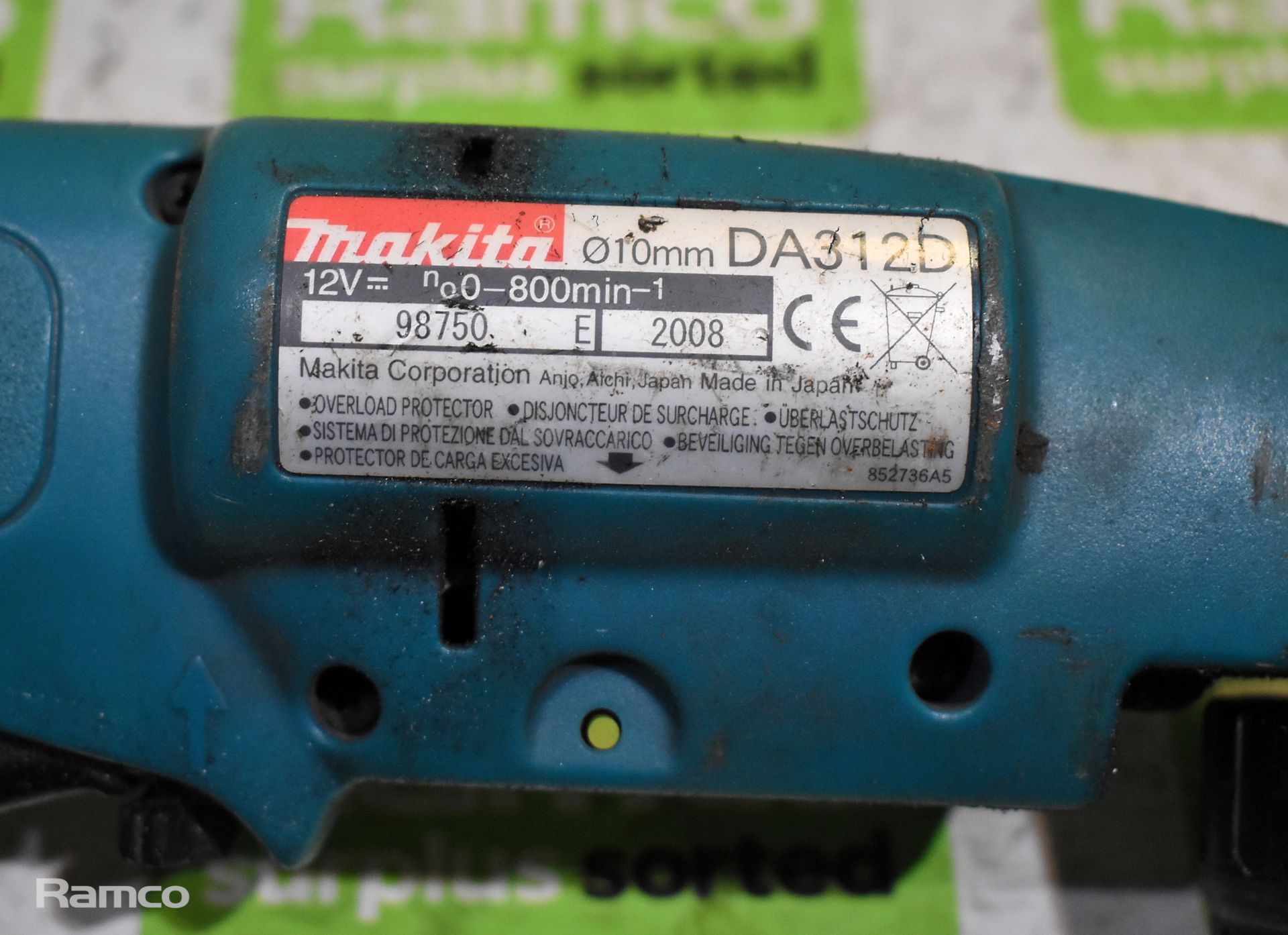 2x Makita DA312D cordless angle drill with charger, battery and case - Image 4 of 9