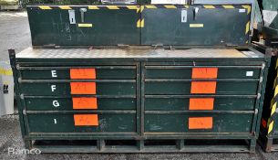 8 drawer chest storage unit with 2 lockers on top - W 2070 x D 660 x H 1260mm