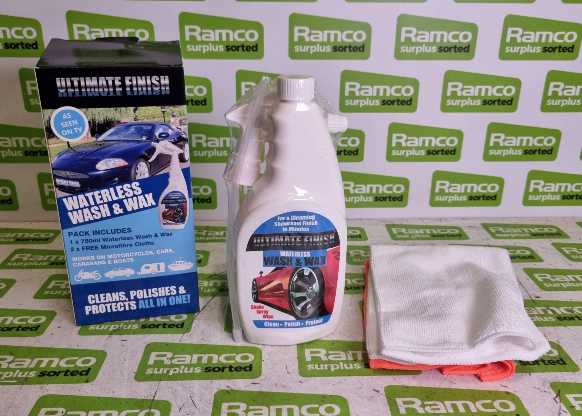 100x Ultimate Finish waterless wash & wax kits (750ml bottle and 2x microfibre cloths per pack) - Image 5 of 7