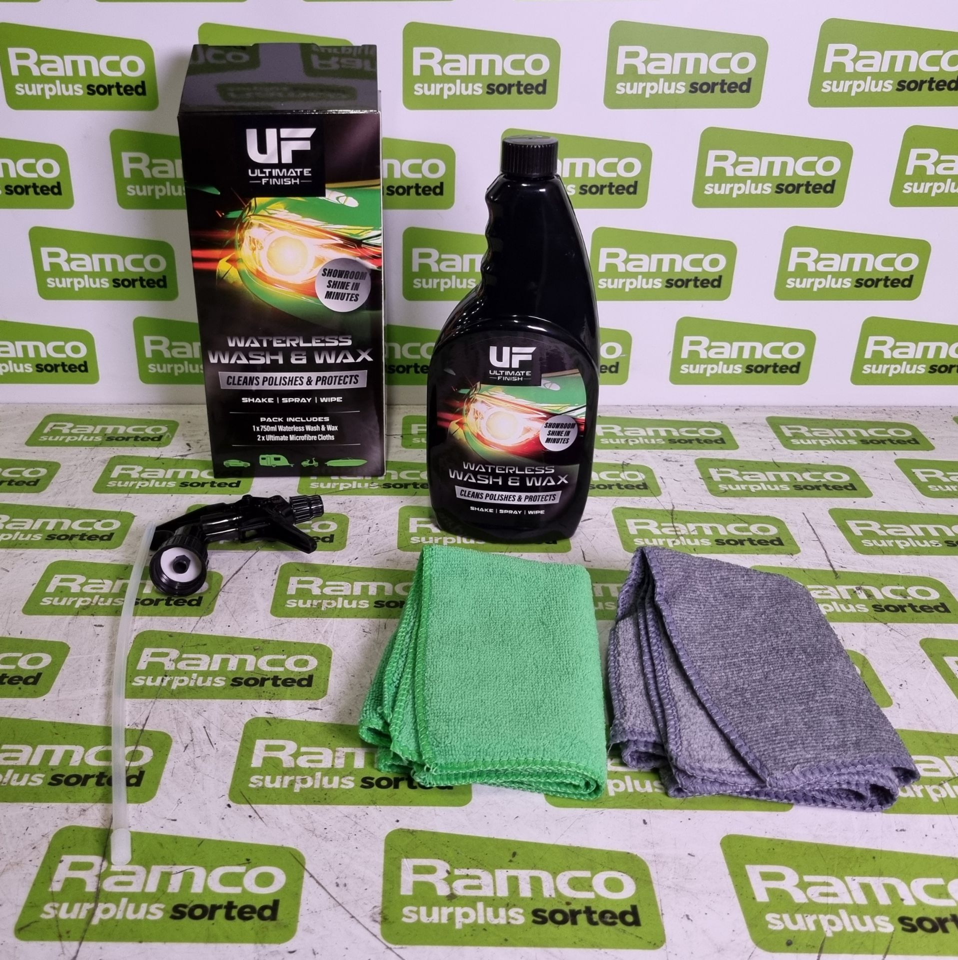 100x Ultimate Finish waterless wash & wax kits (750ml bottle and 2x microfibre cloths per pack) - Image 6 of 8