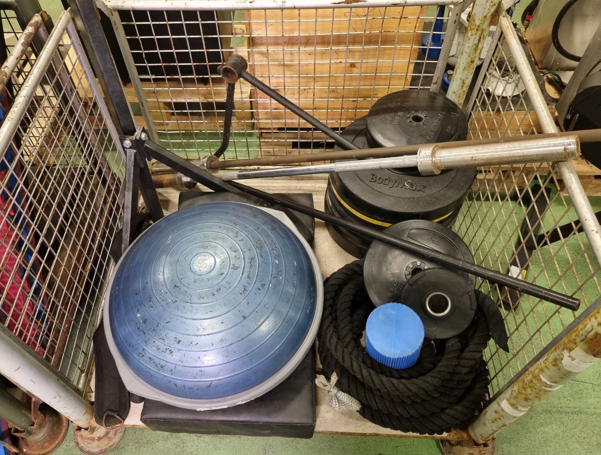 Gym equipment - barbells and weights, battle rope, punch bag, punch bag bracket & more - Image 3 of 8