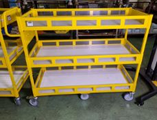 Yellow 3-tier general use trolley - W 1440 x D 550 x H 1150mm