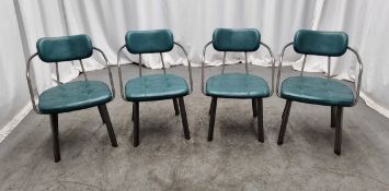6x Industrial green leather restaurant chairs - L 550 x W 600 x H 80mm