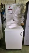 Portable hand wash station with under counter storage & tap - L 600 x W 680 x H 1750mm