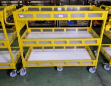 Yellow 3-tier general use trolley - W 1440 x D 550 x H 1150mm