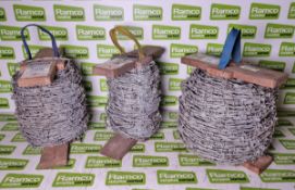 3x rolls of barbed wire - unknown length