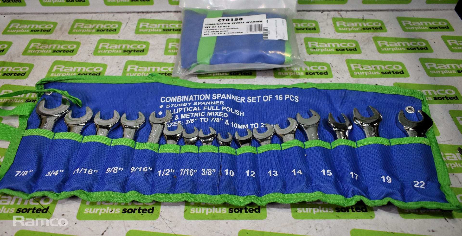 2x 16 piece stubby spanner sets, 6x twin pack 4.5m ratchet tie downs, 4x Green Jem ratchet straps - Image 2 of 9