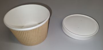 Savori cardboard take away hot pot containers & lids - 26 & 16oz - see description for details