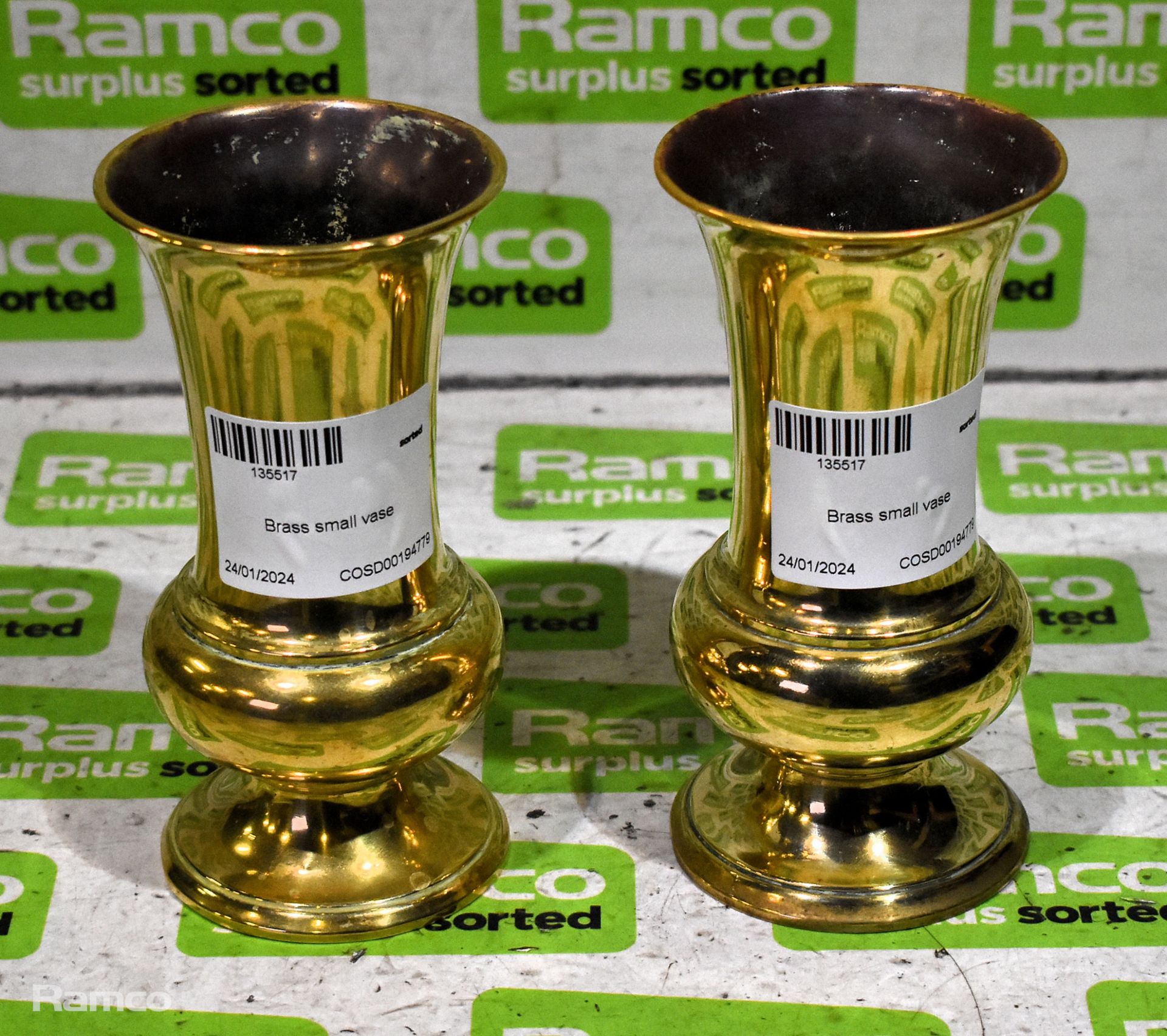 2x Brass small vases