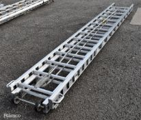 AS Fire & Rescue rope operated double extension 28 rung ladder - approx 23ft in length