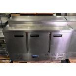 Polar G605 stainless steel triple door saladette counter fridge - W 1370 x D 700 x H 1000mm